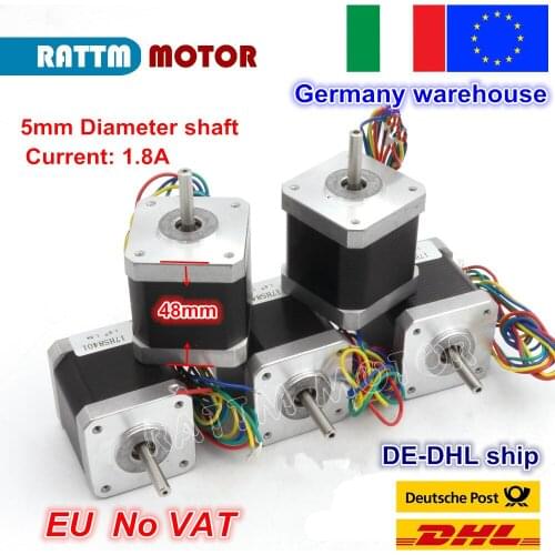UKR ship 5pcs 17HS8401 NEMA17 48mm Length 78Oz-in CNC stepper motor stepping motor/1.8A 12-24VDC For CNC Router 3D printer