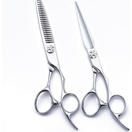 6.0" Professional Stainless Steel Pet Grooming Scissors Cutting and Thinning Hair Scissors Pet Shears 440C sliver barber scissor