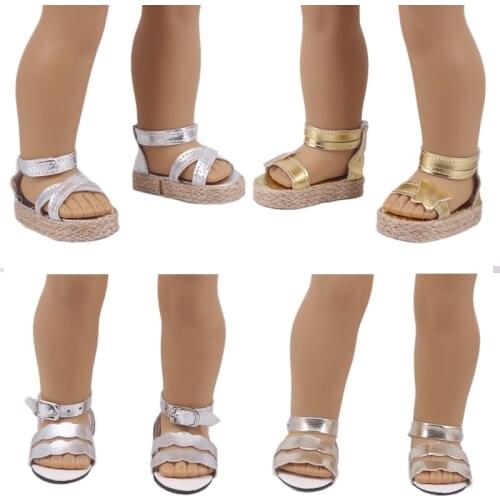 7Cm Doll Shoes Sandals Baby Sequins Shoes For 43Cm Baby New Born Reborn Doll&18 Inch American For Our Generation Girl`s Toy Gift