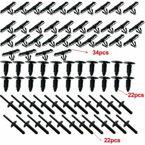 78pcs Car Plastic Rivet Fender Bumper Push Pin Clips Fender Clip Trunk Screw Rivets Set For 2007-2017 Jeep Wrangler JK