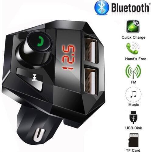 Kebidu Handsfree Car Bluetooth 5.0 Wireless MP3 Player FM Transmitter 2.1A USB Charger Car Accessories with LED Display