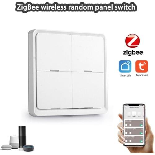 Tuya Smart ZigBee Wireless Free Sticker 4-way Panel Scene Button Switch key Linkage Intelligent Scenes Intelligent Control
