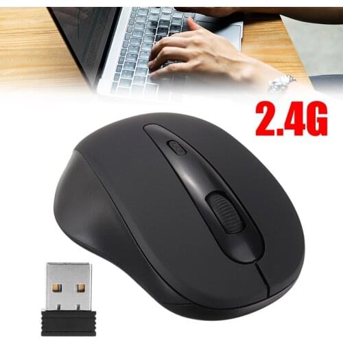 Black Wireless USB 2.4GHz Mouse 3 Buttons Cordless Dongle Optical Scroll for All Windows and Macs PC Laptop Peripherals