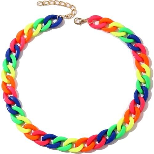 Most Popular Summer Jewelry Accessories 3 Colors Acrylic Chain Hip Hop Exaggerated Unisex Fashion Necklace 2021 for Party Gift