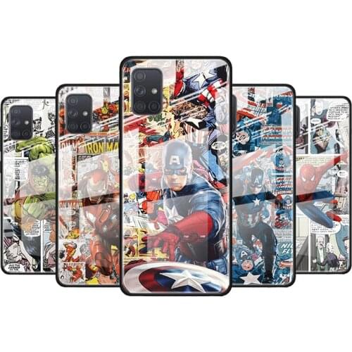 Spiderman captain america for Samsung Galaxy S21 Ultra A71 A51 4G 5G A91 A81 A41 A31 A21 A11 A01 Tempered Glass Phone Case