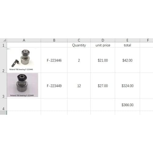 2 Pieces F-223446 , 12 pieces F-233449 high quality bearing offset printing machine parts