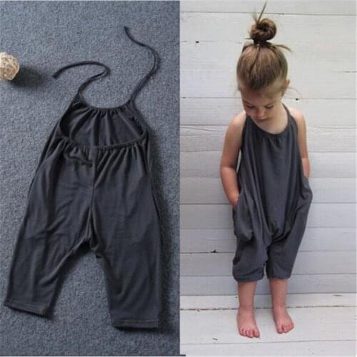 Summer Kids Baby Girls Jumpsuits Baby Girl Fashion Strap Sleeveless O-Neck Romper Jumpsuit Heart Harem Baby Clothing