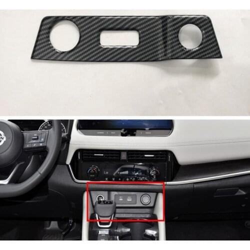 For Nissan X-TRAIL 2021 LHD Car Cigarette Lighter Adjust Panel Frame Trim Styling ABS Auto Moldings