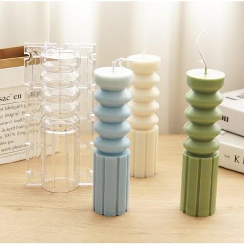 Geometric Stripe Cylindrical Candle Mold Candle Making Supplies Resin Molds Candle Wax Molds Beeswax Mold Home Decor