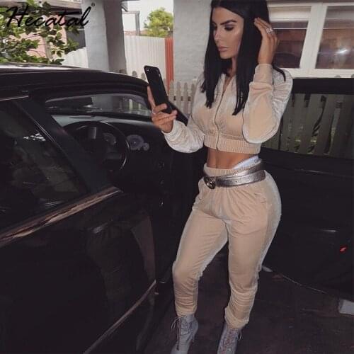 Heeatal Velvet 2 Piece Sets Womens Outfits Solid Color Zipper Matching Sets for Women 2 Piece Outfits for Women Pants and Top