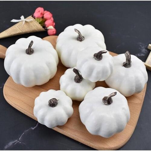 12pcs Artificial White Pumpkin Decor Fake Decorative Small Pumpkins for Harvest Halloween Fall Thanksgiving Wedding Decoration