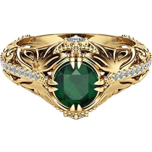 Classic Cushion Simulated Emerald Ring Engagement Rings For Women Brand Fine Jewelry
