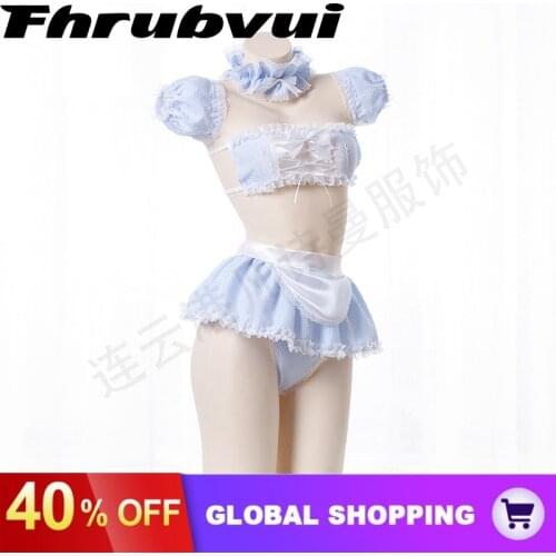 Bow Lace Cosplay Maid Uniform Lingerie Sexy Underwear Sexy Erotic Lingerie Sheer Role Play Costumes