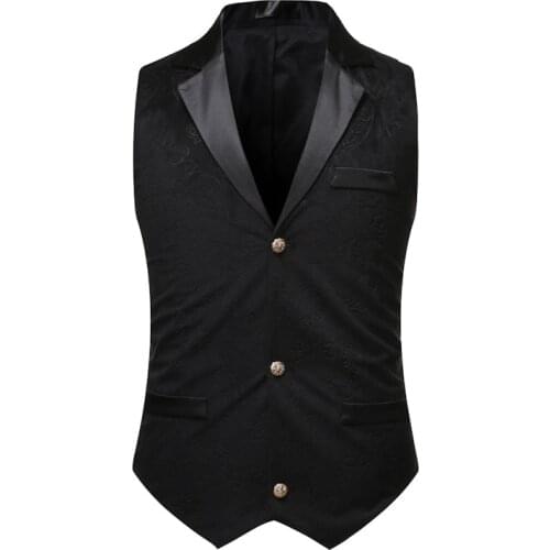 Mens Black Gothic Suit Vest 2021 Fashion Business Casual Vest Waistcoat Men Single Breasted Vests Male Wedding Costume Homme XL