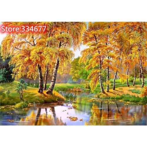 Forest Leaf Fall of Autumn scenery Cross Stitch Kits Needlework 14CT Unprinted Embroidery Top Quality DIY Handmade Decoration