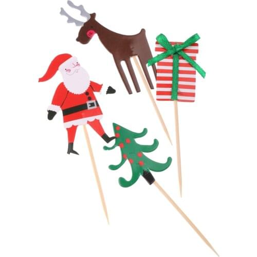 Set of 24pcs Paper Creatures Theme Cupcake Toppers Forest Animals Cake Toppers Picks Kids Birthday Wedding Party