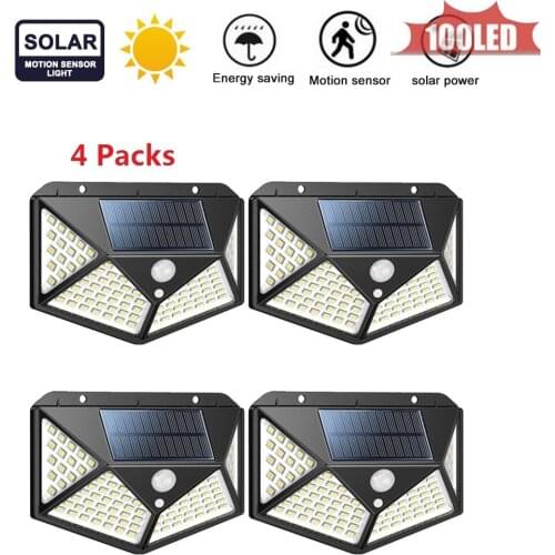 100LED Solar Waterproof PIR motion sensor wall light outdoor solar lights Garden solar lampion Lighting 4 sided 270°lighting sco