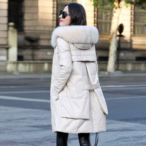 Real Leather Jacket Winter Jacket Women Clothes 2021 Fox Fur Collar Sheepskin Coat Female Down Jackets Chaqueta Mujer MY3193