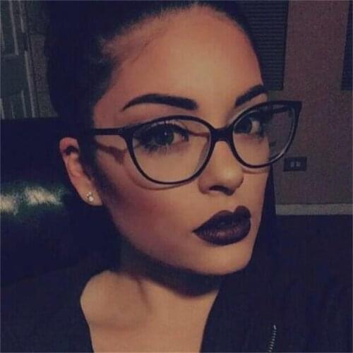 2020 Spectacle Frame Small Cats Eye Glasses Frame Clear Lens For Women Brand Glasses Myopia Nerd Black Red Sunglasses Frame