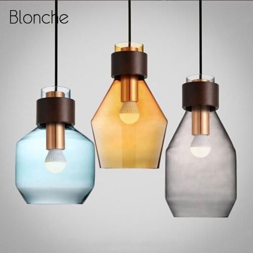 Nordic Glass Pendant Lights Modern E27 Multicolor Hanging Lamp for Dining Room Kitchen Cafe Bar Home Loft Decor Light Fixtures