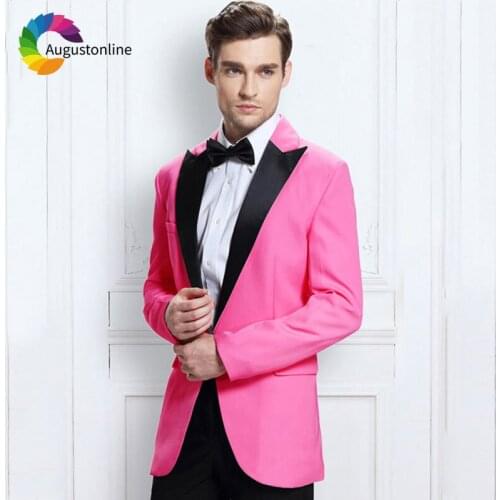 Hot Red Men Suits Wedding Prom Wear Best Man Blazer Masculino Custom Made Slim Fit Groom Tuxedo Jacket Pants 2Piece