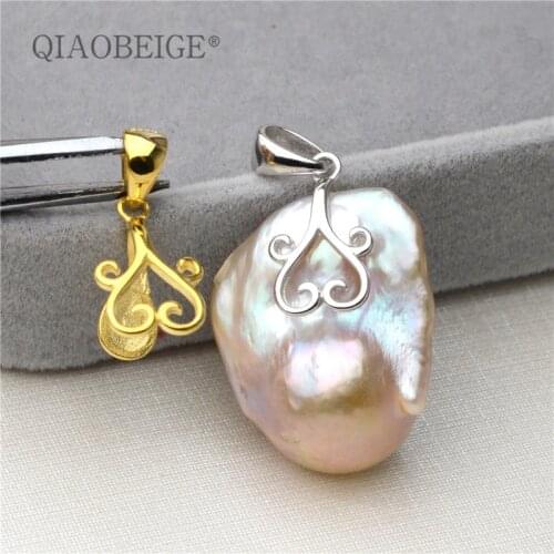 QIAOBEIGE Diy Silver 925 Baroque Heart Shaped Pendant Jewelry findings components daughter birthday unique handmade gift