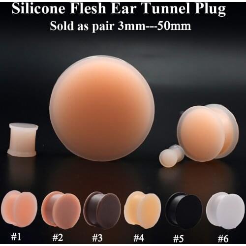1 Pair Silicone Flexible Thick Ear Flared Plugs Solid Flesh Tunnel Big Size Ear Gauge Expandar Ear Piercing Jewelry 3mm-50mm