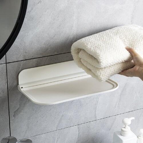 Foldable Bathroom Shelves Storage Organizer Bathroom Storage Rack Towel Holder Wall mounted Bathroom Organizer Tray Stand Bath