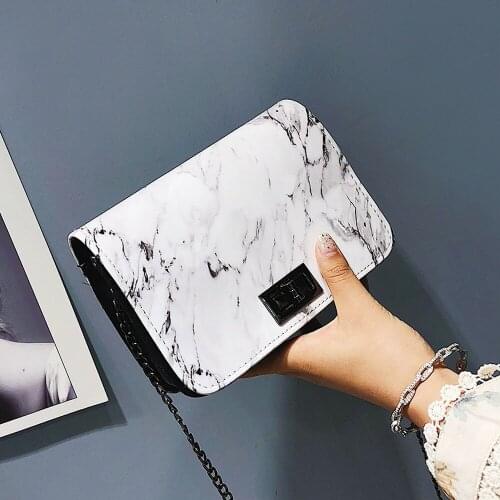 Messenger Bags Mini Purse Tote Marble Pattern Sac a Main Shoulder Bag Handbags for Women Pu Leather Flap Bag Chain