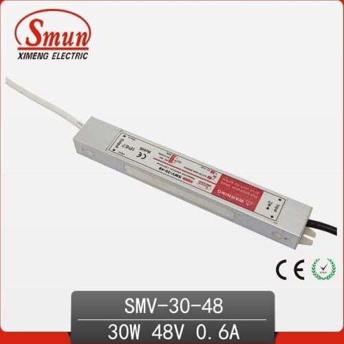30W 48V 0.6A Outdoor Waterproof IP67 Switching Led Driver Led Power Supply With CE RoHS SMV-30-48