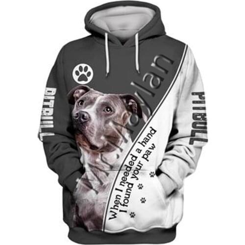 Unisex 3D Graphic Hoodies Sweatshirts Animals Dog Art Pit Bull Hoodie Men/Women Casual Streetwear Sweatshirt Pullover AW-0135
