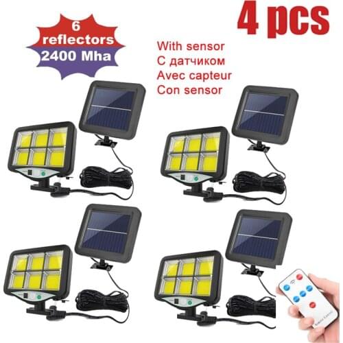 4pcs seperable Solar Light Outdoor Solar Lamp with PIR Motion Sensor Powered Waterproof Wall Garden Yard Path Décor security lig
