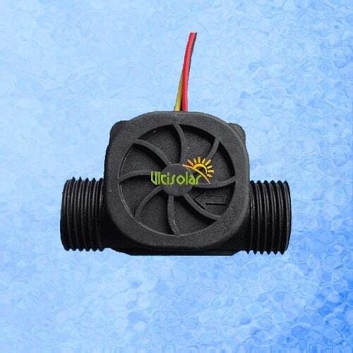 USN-HS21TA Ultisolar Hall Effect Flow Sensor Water 1-30L/min G1/2" Threaded Ends Repeat Error 1% PA66 Nylon Electronic Flowmeter