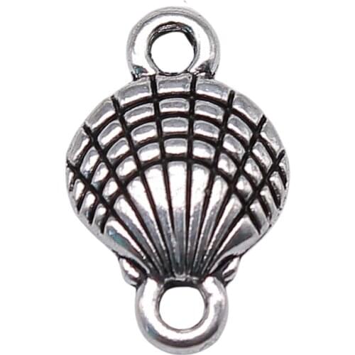 WYSIWYG 20pcs Shell Charms Connector Handmade Accessories Antique Bronze Color Antique Silver Color 10x16mm For Jewelry Making