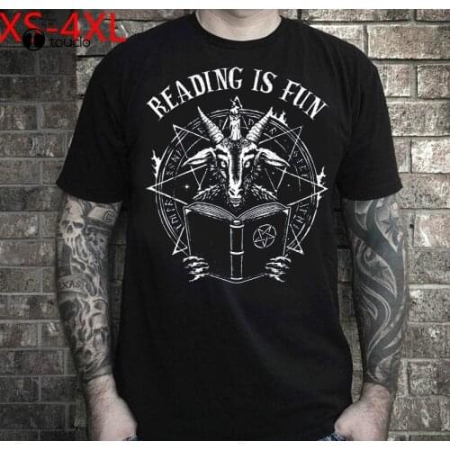Reading Is Fun T Shirt MenS Baphomet Satan T-Shirt