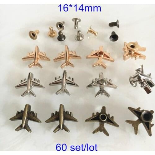 60 Set Airplane Shape Rivet Studs,16*14mm,Zinc Alloy Aircraft Spike Rivet Stud,DIY Rivet For Leathercrafts,Belt,Bags,Boots