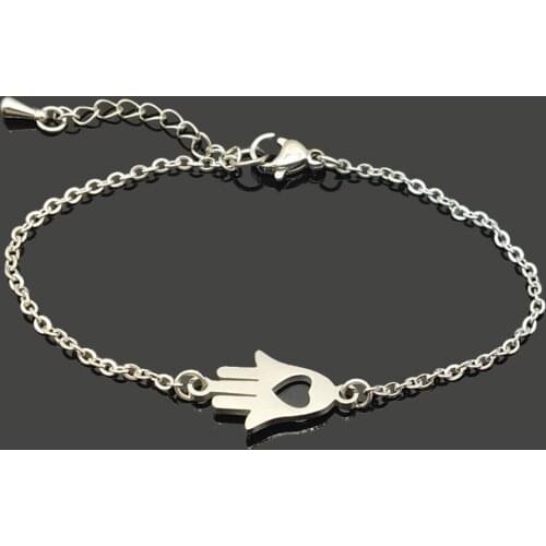 Love in Hand Charm Stainless Steel Chain Bracelet High Quality Stainless Steel Love Hand Pendant Chain Bracelet For Women Girls