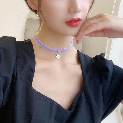 Women Choker Necklace Korean Dot Ruffle Floral Lace Collar For Woman Girls Clavicle Chain Simple Neckline Fashion Jewelry Gifts