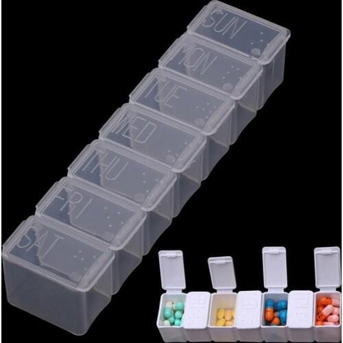 1PC 7 Days Weekly Pill Case 7 Solt Pill Case Storage Dispenser Medicine Storage Tablet Splitters Pill Box