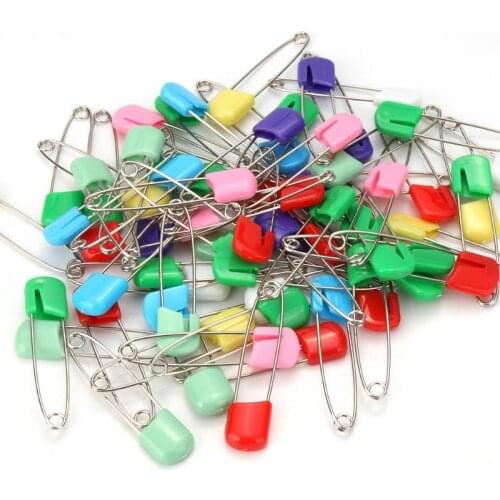 100pcs 40mm Stainless Steel Safety Pins Brooch Holder Safe Secure Clips for Baby Diaper Apparel Secure Clips Sewing Tools