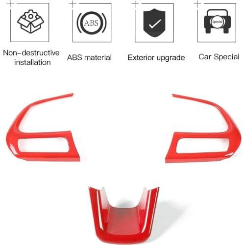 Camoo 3PCS Car Steering Wheel Cover Trim Interior Accessories for Jeep Renegade 2015-2020, for Jeep Compass 2017-2020