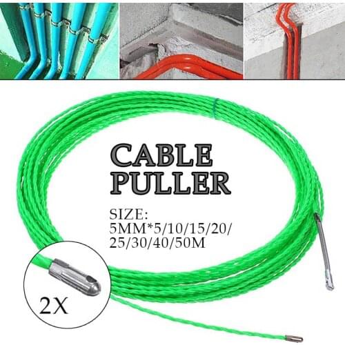 5 To 50 Meters 5mm Green Fiberglass Cable Push Pullers Duct Rodder Fish Tape Wire Pom Fish Draw Tape Electrical Cable Puller