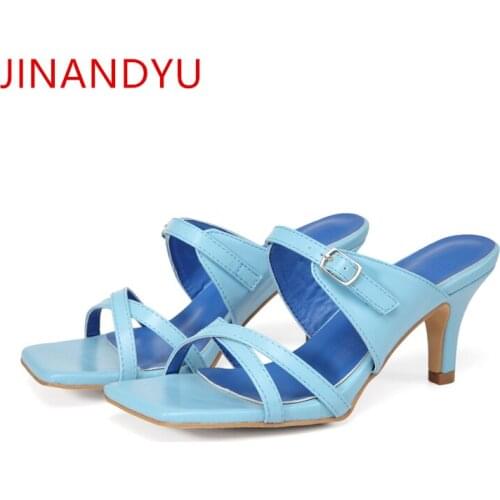 High Heels Summer Woman Shoes Size 42 Ladi Sandal Slippers Blue Comfy Open Toe Sandals for Women Heels Fashion Leather Shoes