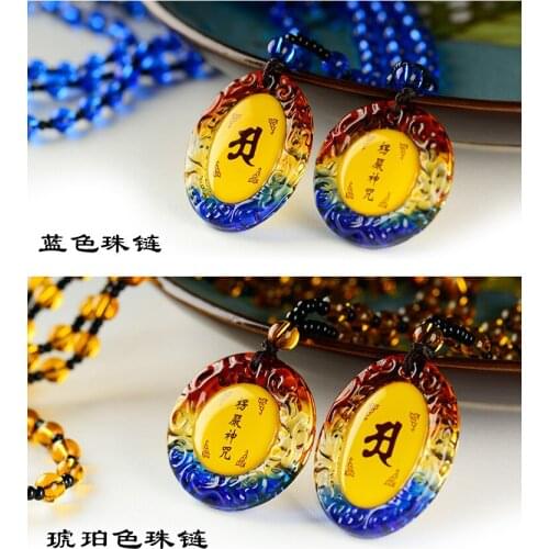 4PCS Buddhist supplies Greco-Buddhist pocket travel Exorcise evil efficacious talisman Shurangama Mantra Crystal Pendant Amulet