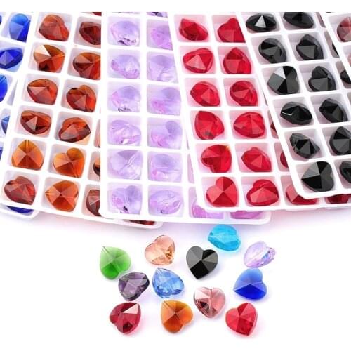 14mm 28pcs/pack crystal Heart shape beads Austria glass charms beads Pendant Rhinestone for Jewelry accessories Earring making