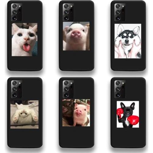 Cute Animal Cat Dog Pig Art Phone Case For Samsung Galaxy Note20 ultra 7 8 9 10 Plus lite M51 M21 M31S J8 2018 Prime