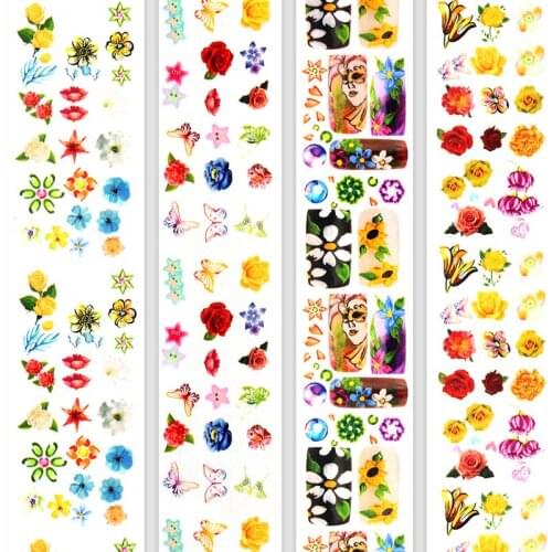 Flower Foil Sticker Transfer Foils Nail Art Sticker Nail Art Decals Wrap Slider for Nails Art Decorations Tips Papers