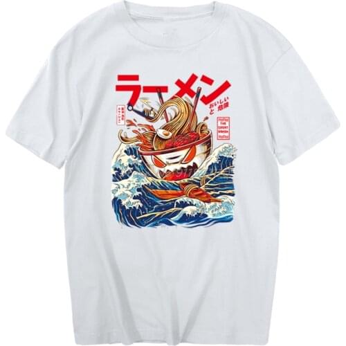 Cartoon Funny The Sea Great Ramen T-Shirt Men Anime Short Sleeve Mens T Shirts Lovely Street T-Shirts Summer Fashion Tee Shirt
