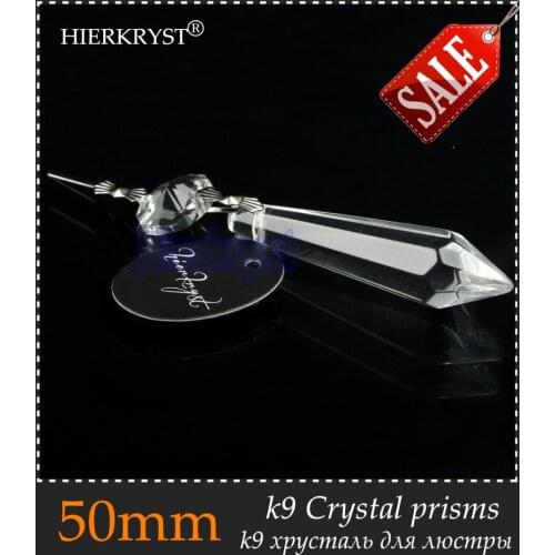 HIERKRYST 30 pcs/lot Clear Chandelier Glass Crystals Lamp Prisms Parts Hanging Pendants 50mm 2" #1900-1