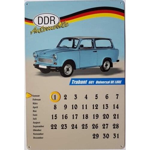 Metal Tin Sign GDR Trabant 601 Universal de Luxe Car Combination Bar Tavern Garage Dinner Cafe Home Wall Decorator Art
